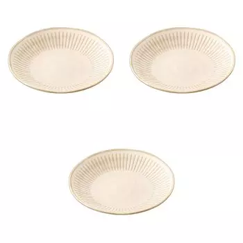 Set of 3 White Tokusa Plates x Medium Ceramic Setomonohonpo 7.0 [23 3.5cm] Plates, Lightweight,
