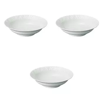 Set of 3 White Wave Bowls x 6cm Hasami Setomonohonpo Hand-Carved [21.5 (900cc)] Multi-Purpose Bowls, Ware, белый