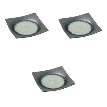 Set of 3 Yukyuu Night Fog Manual Square Plates x Square Plates Setomonohonpo (Yukyuu) 7.5 [23.2 4.3 cm] (Medium)