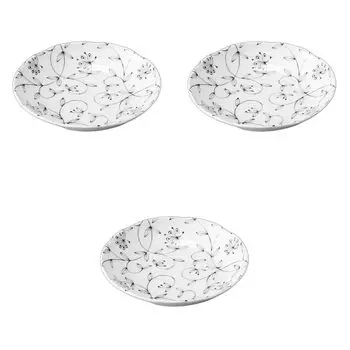 Set of 3 Yumehana Blue Curry Plates x Medium Ceramic Plates by Setomonohonpo [21.8 4cm]