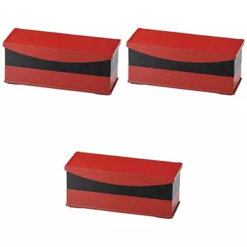 Set of 3 Yumemakura Long Serving Box and Silver Pearl x x Shokado Bento ABS Setomonohonpo [A] (2-Tier Set) Vermilion/Black [28.5 10.3 11.7 cm] Box,