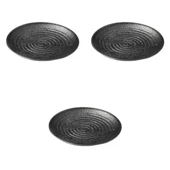 Set of 3 Yuteki Tenmoku Round Plates x Ceramic Serving Plates Setomonohonpo 11.0 [33.6 3.2cm]