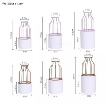 Set of 3pcs White Vases with Pink Iron Shelf Water Planting Flower Vase Home Decorative Ceramic Vase without Hole белый