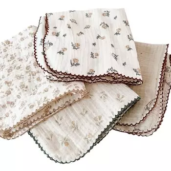 Set of 4 Fluffy Gauze Cute Wrapping Handkerchiefs with Stylish Scandinavian Baby 30x30cm Bath Baby Baby Cotton Mouth Hand Adults B Handkerchiefs, 100%