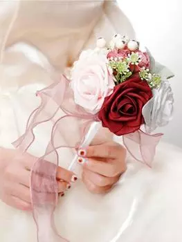 Set of 4 PE Artificial Roses 24cm Artificial Flower Bouquet Bridesmaid Bouquets for Wedding Party Ceremony Anniversary Dinning Table шампанского