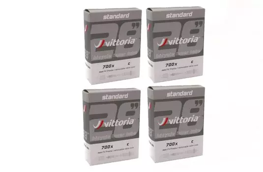 Set of 4 Vittoria Standard Inner Presta Valve Tubes, 700c, Valve, 700x20/28c (48mm Length) [Used]