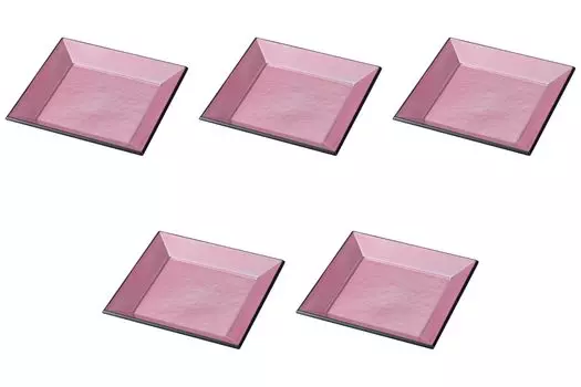 Set of 5 14cm square pink cloud flow black back Resin ABS Setomonohonpo [A] plate, [14142cm] plate, resin, розовый