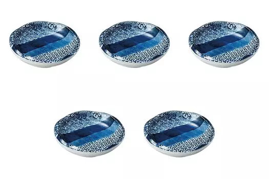 Set of 5 Auspicious Wave Shaped Small Plates x Small Plates Setomonohonpo [7.7 1.8 cm]