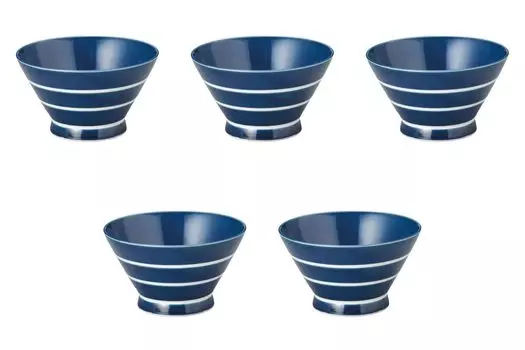 Set of 5 Blue Border Kurawanka Bowls x 9cm Arita Ware Bowls by Setomonohonpo [15.5 (725cc)] Multi-purpose синий