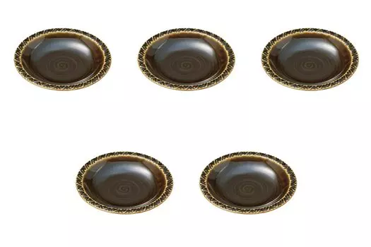 Set of 5 Brown 15cm Plates x Hasami Setomonohonpo [15 2.3cm] Ware,