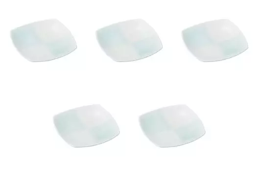 Set of 5 Celadon Checkered Square Small Plates x x 2 Hasami Ware Small Plates Setomonohonpo [10.5 10.5 cm]
