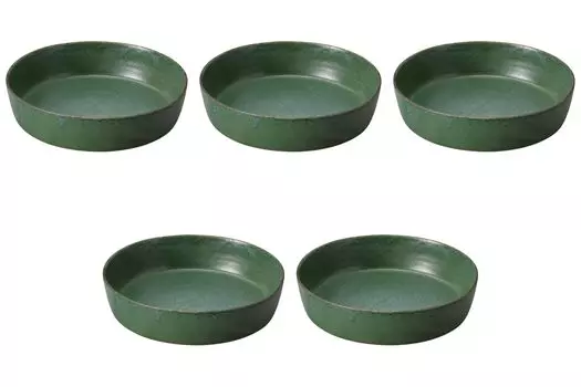 Set of 5 Dark Green Medium Bowls x Medium Bowls by Setomonohonpo [17.5 4cm]
