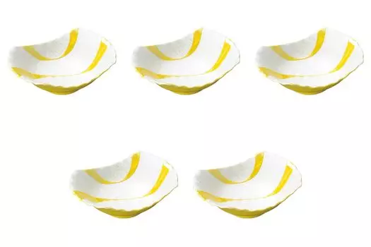 Set of 5 Flowing Water Lustre Wave Bowls x x Arita Ware Small Bowls by Setomonohonpo (Yellow) [15.5 11.5 5cm]