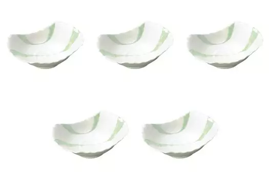 Set of 5 Flowing Water Lustre Wave Bowls x x Arita Ware Small Bowls by Setomonohonpo (Green) [15.5 11.5 5cm]