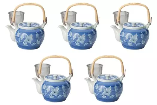 Set of 5 Gosu Maki Ivy 6 Earthenware Teapots x 11 cm 950 Earthenware Teapots Setomonohonpo U-shaped No. [13.5 cc] Arita-yaki Arita-yaki