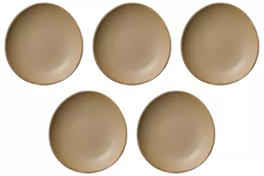 Set of 5 Kokage Medium x 20 x Medium Setomonohonpo (Brown) Egg-Shaped Plates, [21 3.2 cm] Western-Style Plates,