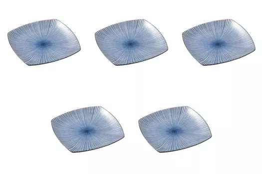 Set of 5 Large Sendan Tokusa Square Plates x x Medium Square Plates by Setomonohonpo [23.2 23.2 2.8 cm]