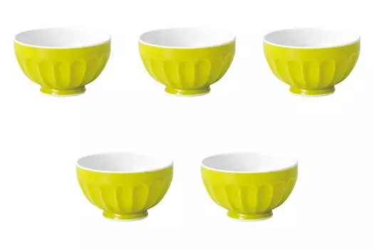Set of 5 Lightweight Bowls with Colored Glaze x Arita Setomonohonpo (Green) [13 7.5cm (500cc)] Multi-Purpose Bowls, Ware, зелёный
