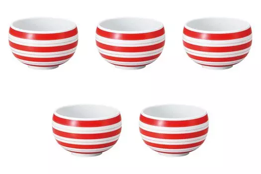 Set of 5 Line Rice Bowls x Rice Arita Setomonohonpo (Red) [16 10cm] Multi-Purpose Bowls, Ware, красный