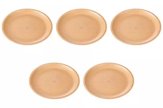 Set of 5 Natural Carved Wooden Plates x Wooden Plates by Setomonohonpo [18 2.8 cm] бежевый