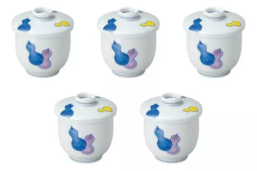 Set of 5 Nishiki Gourd Small Mushi Bowls x 8cm Arita Ware Mini Mushi Bowls Setomonohonpo [7.5 (150cc)]
