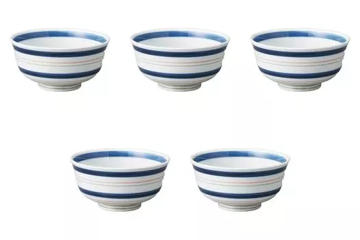 Set of 5 Nishiki Lightweight Bowls x 8cm Hasami Ware Bowls by Setomonohonpo Koma-Suji [16 (800cc)] Multi-Purpose