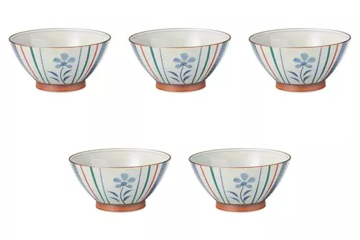 Set of 5 Nishiki Tokusa Bowls x Arita Setomonohonpo [18 9cm] Multi-purpose bowls, ware,