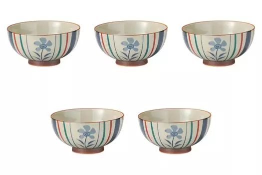 Set of 5 Nishiki Tokusa Noodle Bowls x Arita Ware Bowls by Setomonohonpo [15.5 7.5cm] Multi-Purpose