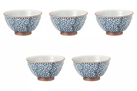 Set of 5 Octopus Arabesque Beveled Bowls x Arita Setomonohonpo (Medium) [16 9cm] Multi-Purpose Bowls, Ware,