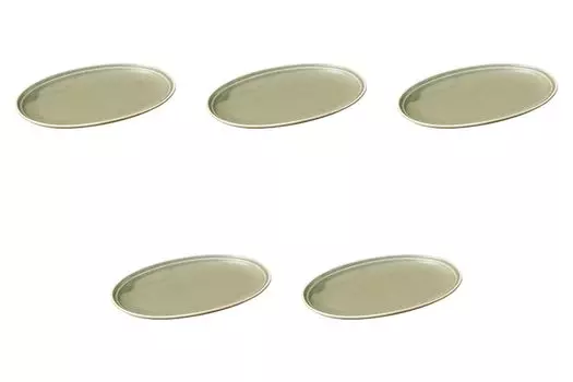 Set of 5 Olive Oval Plates x x 2 Medium Oval Bowls by Setomonohonpo [22 13.8 cm]