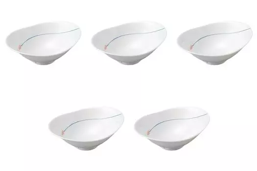 Set of 5 Oval Small Bowls x 12 x Arita Ware Bowls by Setomonohonpo [16 5.5 cm] Medium-sized