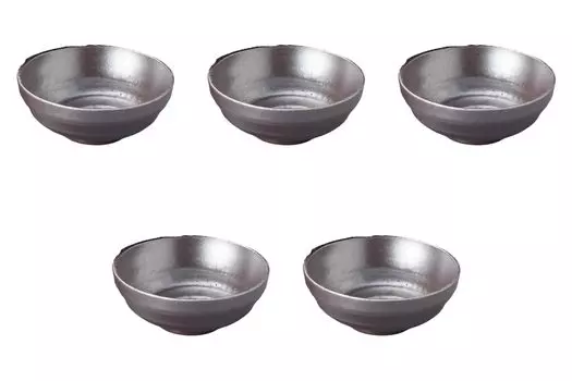 Set of 5 Oyama Black Glazed Small Bowls x Banko Ware Earthenware Direct Setomonohonpo [13.6 5.3 cm] Pots, Fire,