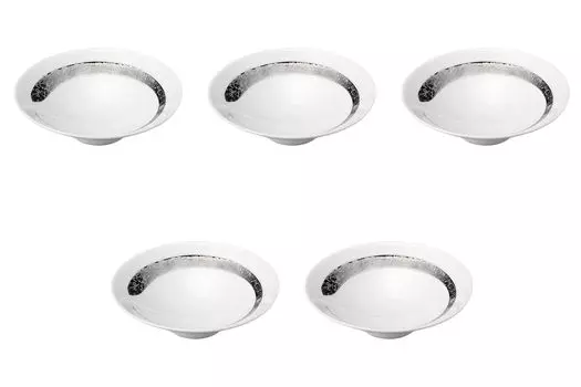 Set of 5 Platinum Brush Flat Small Bowls x Medium Bowls Arita Ware Setomonohonpo [16 4.5cm] платиновый