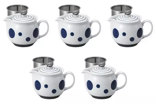 Set of 5 Round Patterned SS Nice Pots x Arita Ware Hasami Setomonohonpo [10 11.5cm (450cc)] Pot, Ware,