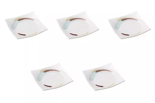 Set of 5 Shirasagi White Matte 23cm Square Plates x 23 x Square Plates Setomonohonpo [23 4.5cm] (Large)