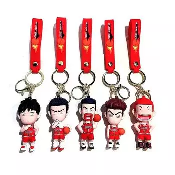set of 5 slam dunk keychain Kaede Rukawa Hisashi Mitsui Ryota Miyagi Takanori Akagi Sakuragi Hanamichi key chain pendant decoration anime character