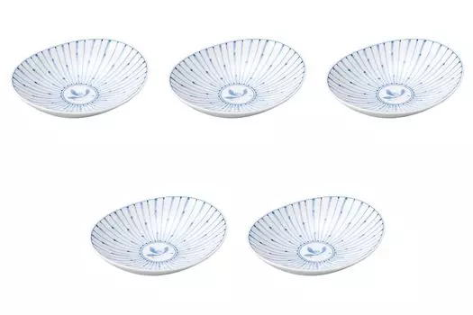 Set of 5 Tokusa Ran Oval Plates x 13 x 2 Arita Ware Medium Bowl Setomonohonpo (Medium) [15.5 cm]