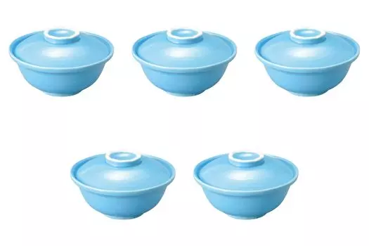 Set of 5 Turkish Blue Lidded Bowls x Arita Ware Simmered Food Bowls by Setomonohonpo [13.6 7.8 cm] бирюзовый
