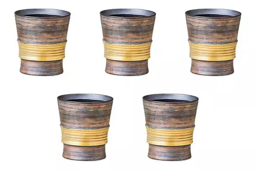Set of 5 Wabi Cups x cm Arita Ware Rock Cups by Setomonohonpo Gold-Painted [8.5 9.5 (280cc)]