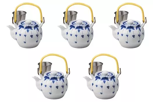 Set of 5 Weeping Flower 8 Earthenware Teapots x 15 x cm 1380 Earthenware Teapots Made in China Setomonohonpo No. [15 14.3 cc]