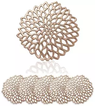 Set of 6 cup cup glass PVC dahlia [GJTr] coasters, lining, holder, mat, (rose pink)