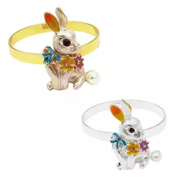 Набор из 6 колец для салфеток в виде пасхального кролика, металлический держатель для салфеток в виде кролика для пасхальной вечеринки, праздничного банкета, ужина, весеннего обеда, дропшиппинг серебряный