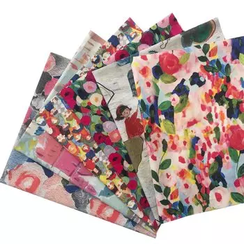 Set of 6 Floral Patchwork Cloth Cut Cloth Scandinavian Cotton Striped Cloth Set 46 x 56cm Graffiti