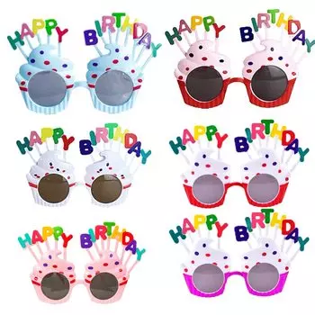 Set of 6 HAPPY BIRTHDAY Birthday Glasses Cute Cupcake Funny Birthday Glasses Photo Props Eye Decoration Glasses Party Glasses [KYON]