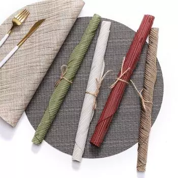 Набор из 6 шт. ПВХ-салфеток, настольных ковриков, теплоизоляционных ковриков, круглых моющихся салфеток, декоративных ковриков для стола 35 см 35cm&Round красный