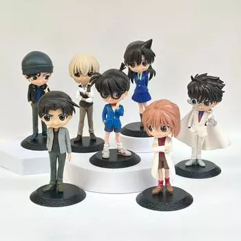 Set of 7 Detective Conan 6-inch figures: Kaito Kid, Xiaolan, Shirley, Shuuichi, and Heiji collectible dolls and ornaments.