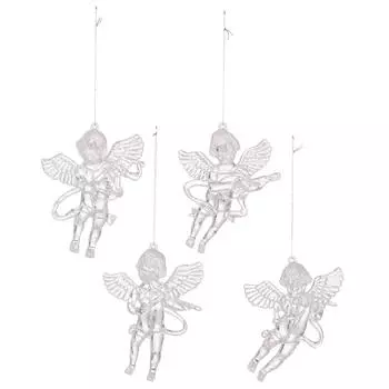 Set Of Four Vibrant Transparent Acrylic Angel Ornaments For Stunning Displays Holiday