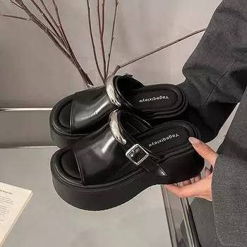 Set of toe slippers women s new summer outer wear toe versatile beach muffin thick-bottomed cool slippers 35