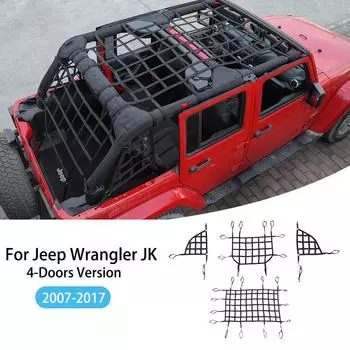 Сетчатая боковая сетка багажника для Jeep Wrangler JK JKU 2007-2017, 4-дверная версия, автомобильные аксессуары, черный 2 PCS