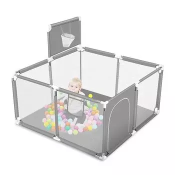 Сетчатая детская калитка для манежа Vinteky 128*128*66 см, большое детское ограждение для детской игры, подходит для использования в помещении и на улице, прочная, противоскользящая, безопасная игровая площадка